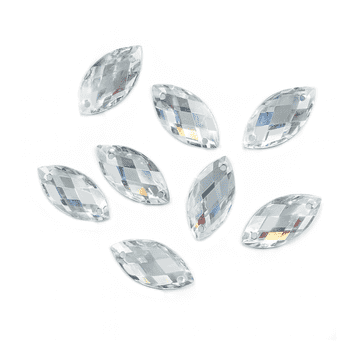 Clear Crystal Navette Horse Eye, EIMASS Resin Crystals, Sew or Glue on Flat Back Rhinestones