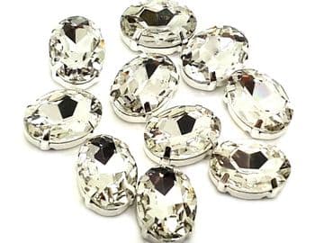 Clear Crystal Oval, EIMASS® 3511 Sew or Glue on Single Stone Setting Crystals