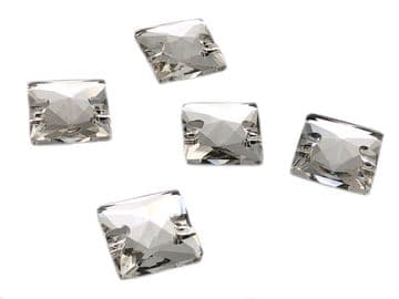 Clear Crystal Square, EIMASS® 3533 Sew on Glue on, Cut Glass Flat Back Crystals