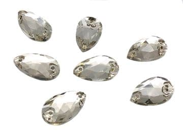 Clear Crystal Teardrop, EIMASS® 3533 Sew on Glue on Cut Glass Flat Back Crystals