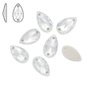 Clear Crystal Teardrop, EIMASS® 8868 Exquisite Range Sew or Glue on Flat Back Pear Shape Crystals