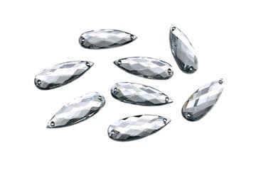 Clear Crystal Teardrop, EIMASS® Acrylic Flat Back Sew Or Glue On Rhinestones