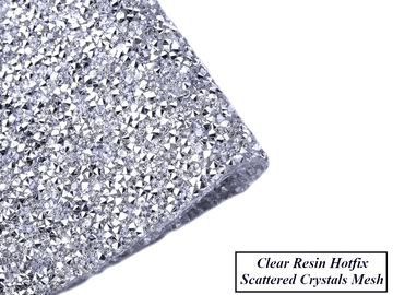Clear Scattered Crystals Hot Fix Rhinestone Mesh (22x38cm), EIMASS® Resin Crystal Mesh