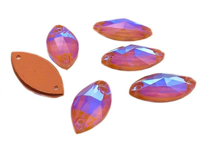 Coral AB Neon Navette Horse Eye - EIMASS® 8868 Exquisite Range Sew or Glue on Flat Back Crystals