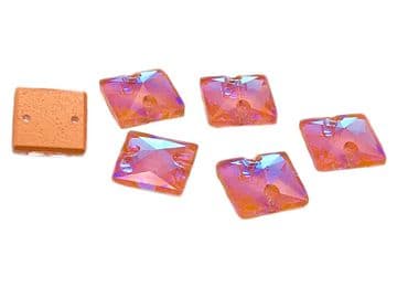 Coral AB Neon Square, EIMASS® 8868 Exquisite Range Sew on Glue on Flat Back Crystals