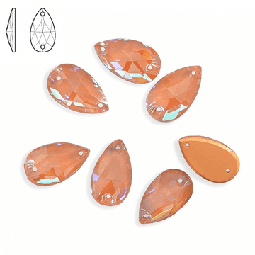 Coral AB Neon Teardrop, EIMASS® 8868 Exquisite Range Sew on Glue on Flat Back Crystals
