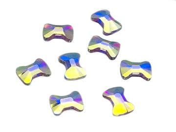 Crystal AB Bow Tie Hot Fix, (4x6mm), (6x9mm), EIMASS® 7737 Tiny Glass Crystals