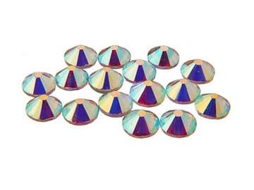 Crystal AB, EIMASS® 7747 Range Flat Back Hot Fix Glass Crystals - Small Packs