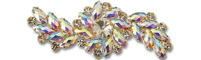 Crystal AB, EIMASS® 8780 Sew or Glue on Jewelled Applique for Wedding Dress Belt Sash, Craft