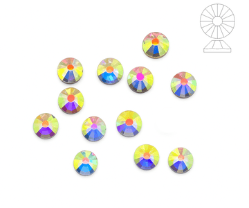 Crystal AB Extra Golden, EIMASS® 7747 Range Hot Fix Flat Back Glass Crystals - Small Packs