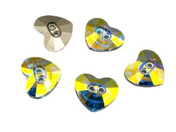 Crystal AB Heart Shape Buttons, EIMASS® Exquisite Range Cut Glass Sewing Buttons