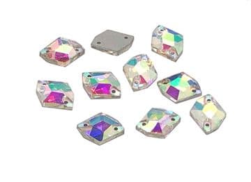 Crystal AB Hexagon, EIMASS® 3533 Sew on Glue on Cut Glass Flat Back Crystals