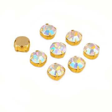 Crystal AB in Gold Setting Rose Montees, EIMASS® 3555 Range Single Claw Crystals