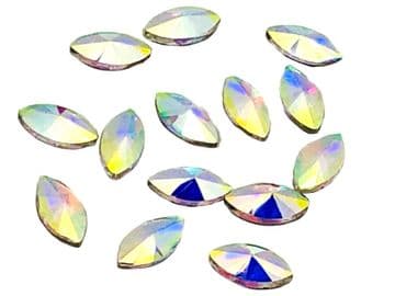 Crystal AB Navette Horse Eye (4x8mm), EIMASS® 8830 Tiny Glass Crystals - Nail Art