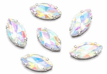 Crystal AB Navette Horse Eye, EIMASS® 3511 Sew or Glue on Single Stone Setting Crystals
