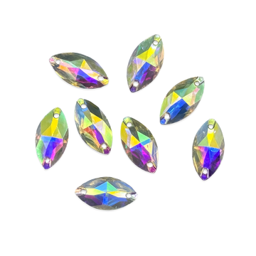 Crystal AB Navette Horse Eye, EIMASS Resin Crystals, Sew or Glue on Flat Back Rhinestones