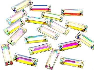 Crystal AB Oblong, EIMASS® 3533 Sew on Glue on Cut Glass Flat Back Shapes, Crystals