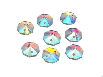 Crystal AB Octagon, EIMASS® 3533 Sew on Glue on Cut Glass Flat Back Crystals