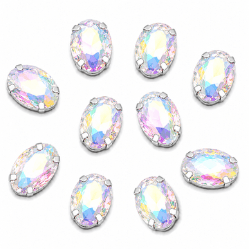 Crystal AB Oval, EIMASS® 3511 Sew or Glue on Single Stone Setting Crystals