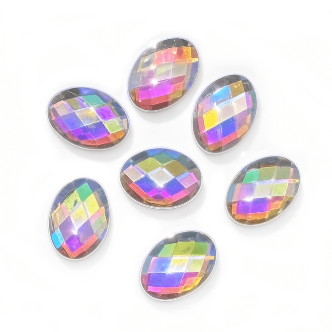 Crystal AB Oval, EIMASS® Acrylic Flat Back Rhinestones