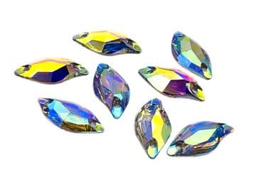 Crystal AB Random Shape EIMASS Resin Crystals, Sew or Glue on Flat Back Rhinestones