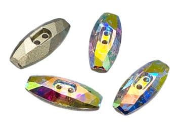 Crystal AB Rectangle #2 Buttons, EIMASS® Exquisite Range Cut Glass Sewing Buttons