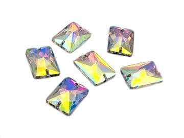 Crystal AB Rectangle, EIMASS® 8868 Exquisite Range Sew on Glue on Flat Back Crystals