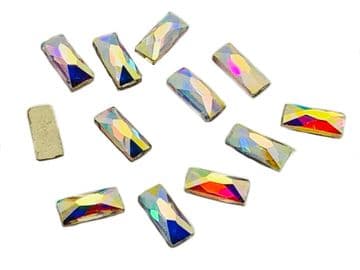 Crystal AB Rectangle Style 2, (3x7mm), EIMASS® 8830 Tiny Glass Crystal Shapes - Nail Art