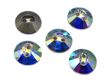 Crystal AB Round #1 Buttons, EIMASS® Exquisite Range Cut Glass Sewing Buttons