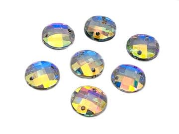 Crystal AB Round Chessboard Cuts, EIMASS® 8868 Exquisite Range Sew on Glue on Flat Back Crystals