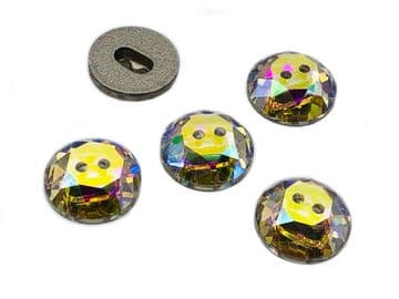 Crystal AB Round Dome Buttons, EIMASS® Exquisite Range Cut Glass Sewing Buttons