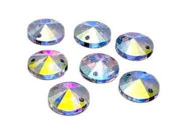 Crystal AB Round Rivoli, EIMASS® 8868 Exquisite Range Sew or Glue on Flat Back Crystals