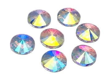 Crystal AB Round Rivoli (No holes), EIMASS® 8869 Exquisite Range Glue on Flat Back Crystals