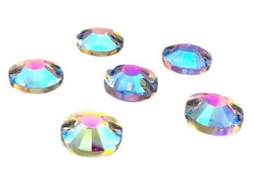 Crystal AB Round Table Cut, EIMASS® 3533 Sew on Glue on Cut Glass Flat Back Crystals