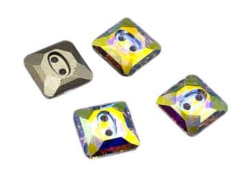 Crystal AB Square Buttons, EIMASS® Exquisite Range Cut Glass Sewing Buttons