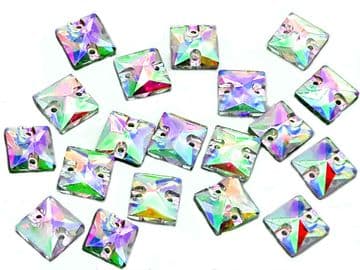 Crystal AB Square, EIMASS® 3533 Sew on Glue on Cut Glass Flat Back Crystals