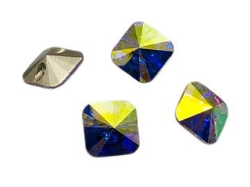 Crystal AB Square Rivoli Buttons, EIMASS® Exquisite Range Cut Glass Sewing Buttons