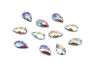 Crystal AB Teardrop #2 Hot Fix (5x8mm), EIMASS® 7737 Tiny Glass Crystals