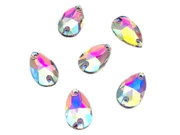 Crystal AB Teardrop, EIMASS® 3533 Sew on Flat Back Crystals - Standard Range