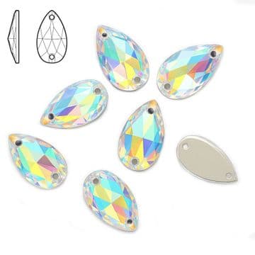 Crystal AB Teardrop, EIMASS® 8868 Sew on Flat Back Crystals - Premium Range