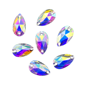 Crystal AB Teardrop, EIMASS Resin Crystals, Sew or Glue on Flat Back Rhinestones