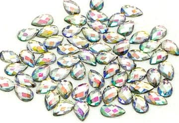 Crystal AB Teardrop, EIMASS® Tiny Resin Flat Back Crystals