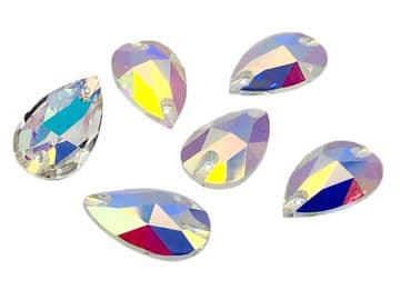 Crystal AB Teardrop Unfoiled, EIMASS® Exquisite Range Sew on Glue on Flat Back Crystals