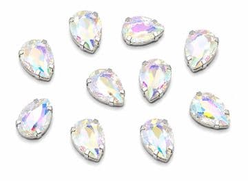 Crystal AB Teardrops, EIMASS® 3511 Sew or Glue on Single Stone Setting Crystals