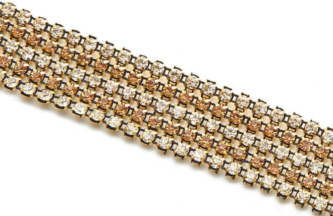 Crystal & Gold EIMASS® Bridal Dress Belt Sash Jewelled Lace Trim