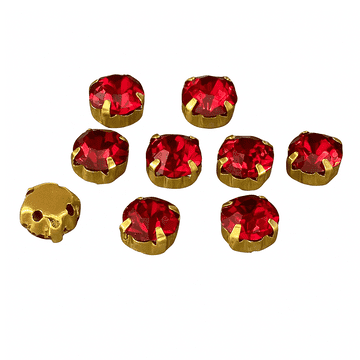 Dark Red in Gold Setting Rose Montees, EIMASS® 3555 Range Single Claw Crystals