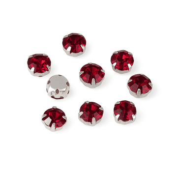 Dark Red in Silver Setting Rose Montees, EIMASS® 3555 Range Single Claw Crystals