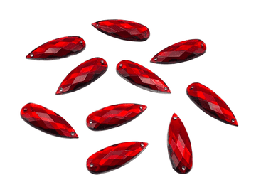 Dark Siam Ruby Raindrop Teardrop, EIMASS® Acrylic Flat Back Sew Or Glue On Rhinestones