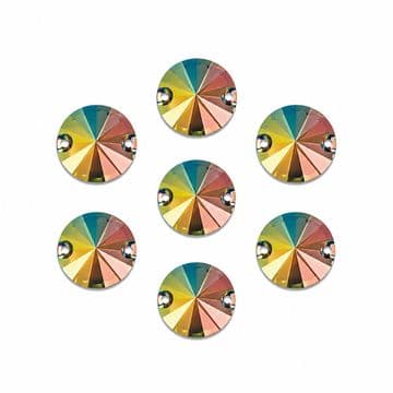 Dusky Flare Round Rivoli Shape, EIMASS Resin Crystals, Sew or Glue on Flat Back Rhinestones