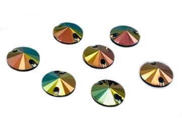 Dusky Flare Round Rivoli Shape, EIMASS Resin Crystals, Sew or Glue on Flat Back Rhinestones